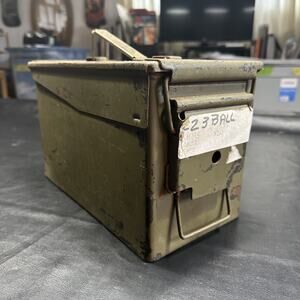 Authentic U.S. ARMY .50 CAL AMMO CAN BOX M2A1 Metal Blue Grass Army Depot